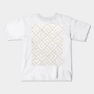 Golden Marble Square Floor Pattern Kids T-Shirt